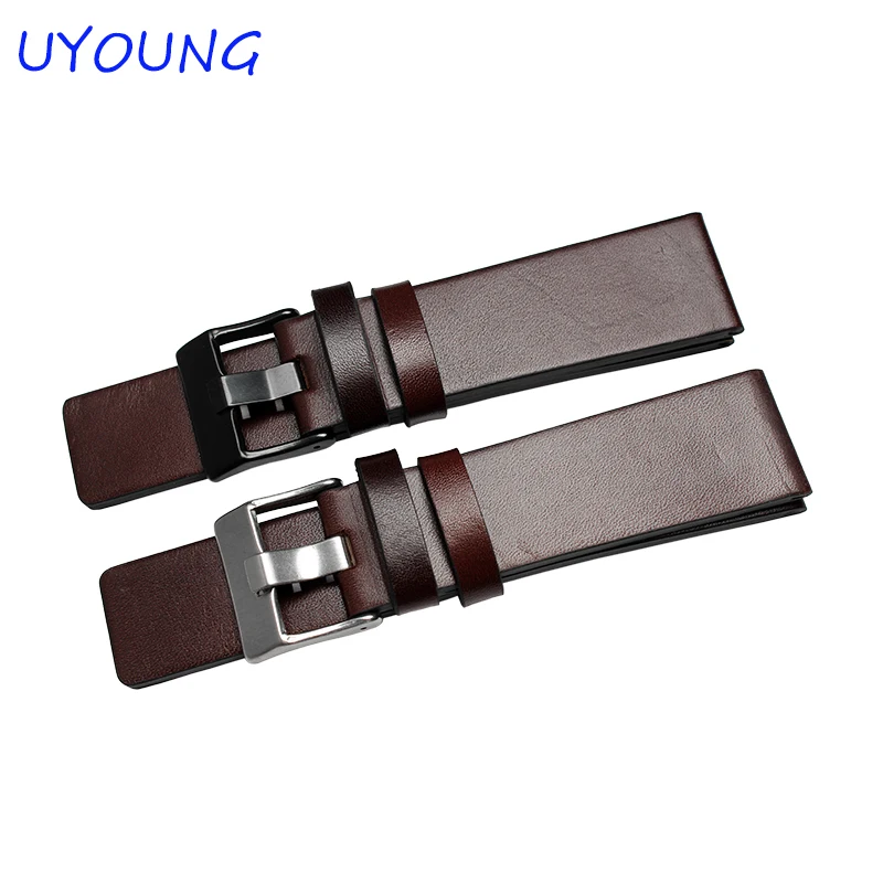 

Fashion Genuine Leather Strap Men's Watch band 22mm 24mm 26mm 28mm 30mm Brown Replacement Leather Bracelet