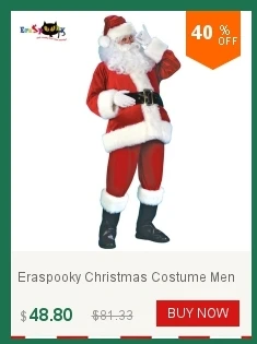 Eraspoooky, Рождественский костюм для мужчин, костюм Санта-Клауса, толстая Рождественская одежда, полный комплект, пальто, штаны, пояс, перчатки, сапоги, 5 шт. в комплекте