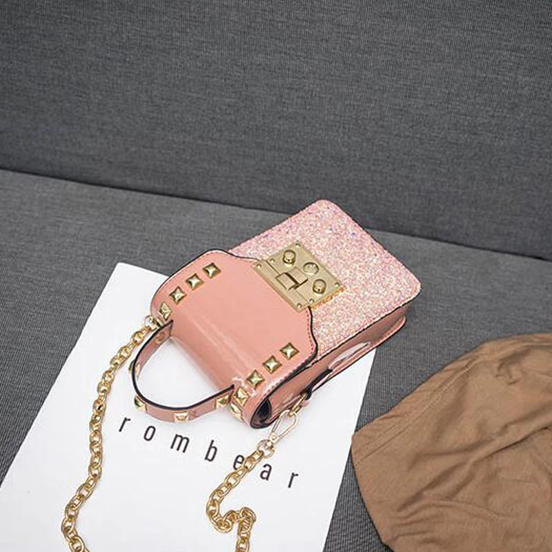 

Glitter jelly crossbody phone handbag woman single shoulder chain bag