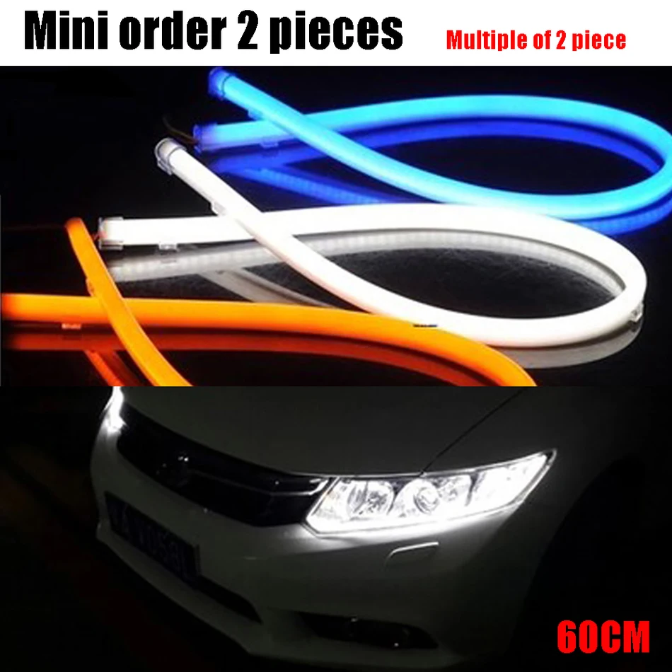 

2PCS DRL Flexible LED Tube Strip Style Daytime Running Lights Tear Strip Car Headlight Turn Signal Light Parking Lamps