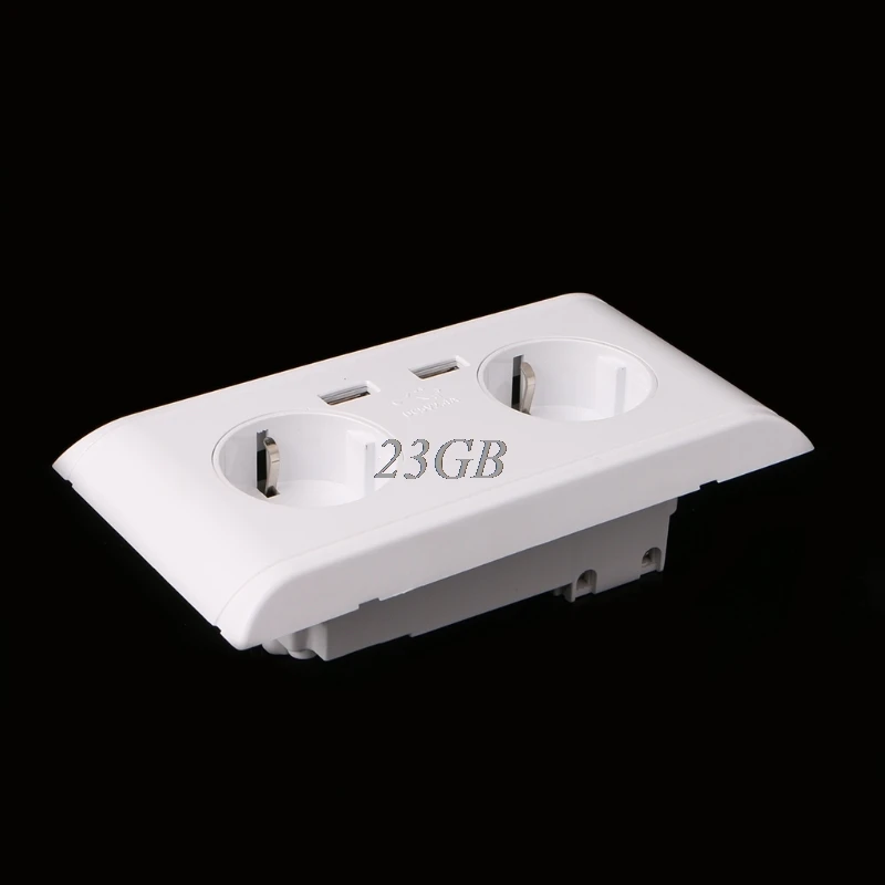 16А настенное зарядное устройство с двумя гнездами, адаптер с двумя usb-портами, штепсельная розетка европейского стандарта, панель F27