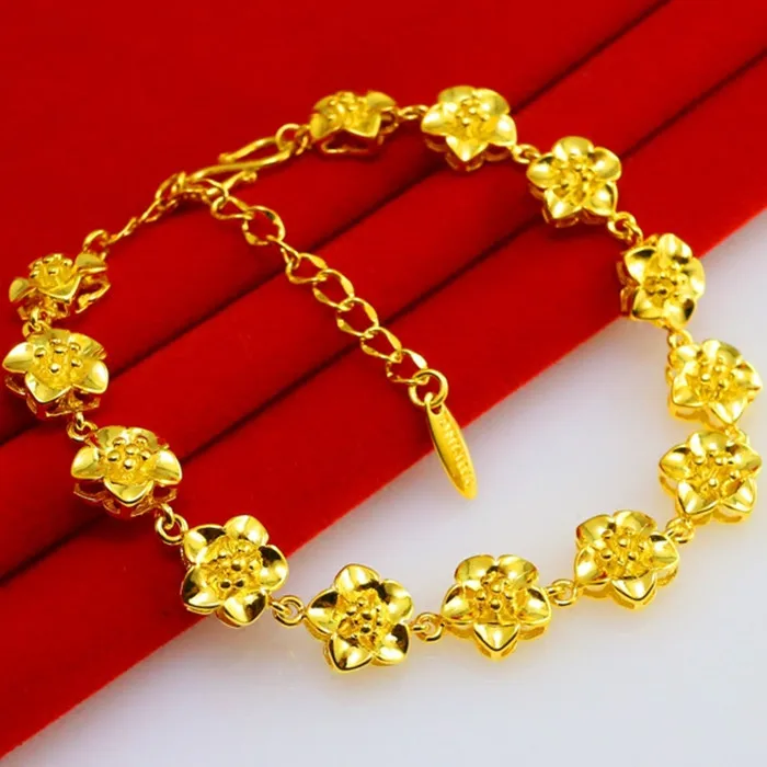 Rose Flower Girls Bracelet Yellow Gold Filled Delicate Womens Bridal Wedding Jewelry Adjustable | Украшения и аксессуары