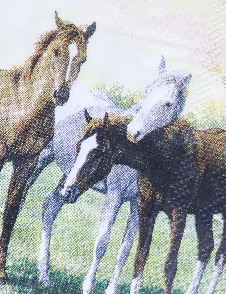 25 см бумажные салфетки милые животные лошадь платок с изображением луга стразы