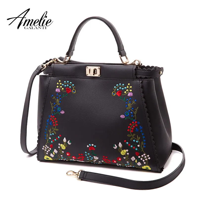 AMELIE GALANTI Frame женские сумки модная вышивка искусственная кожа на плечо с застежкой