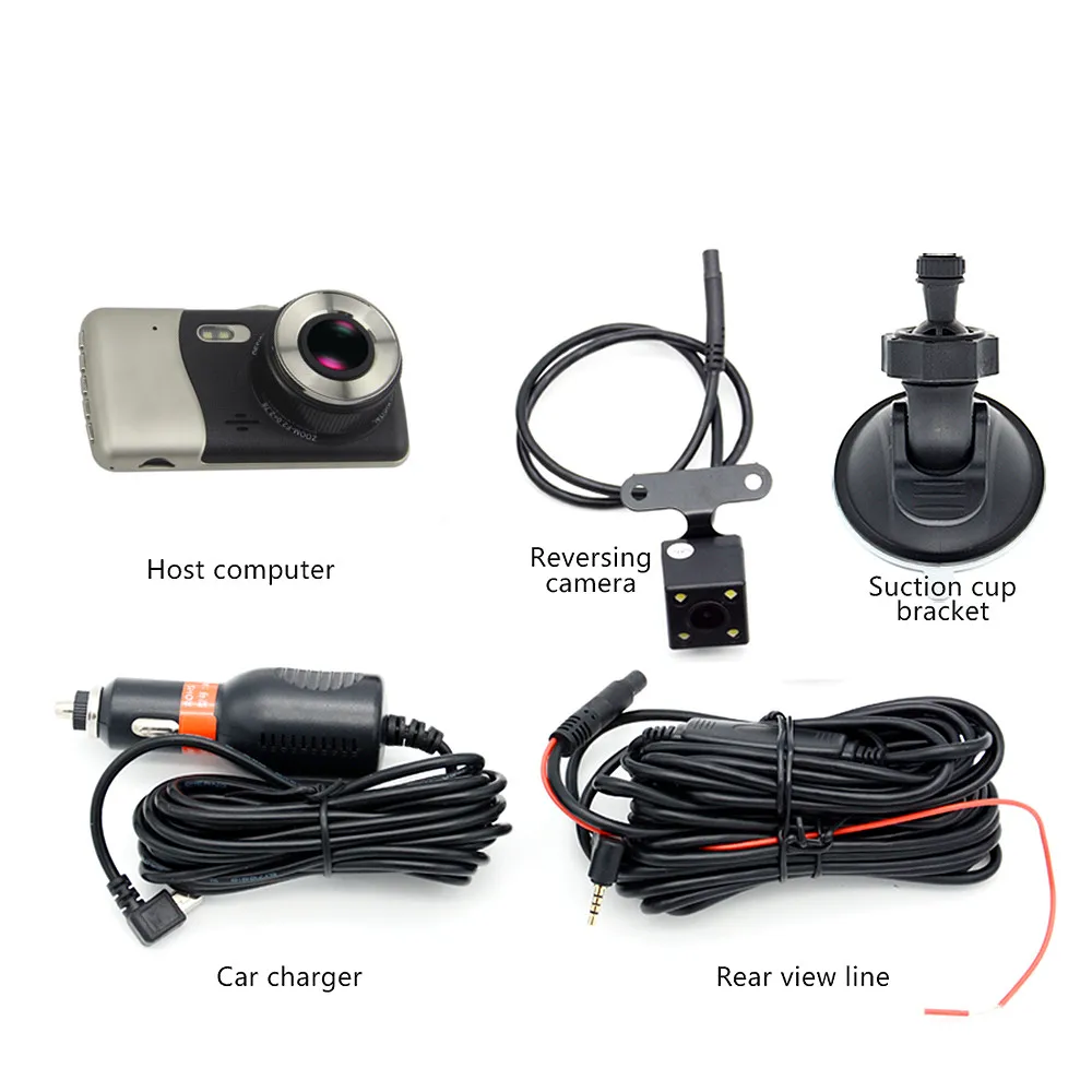 Lenvio HD 170 градусов Универсальный Автомобильный видеорегистратор DVR Dash камера Full HD 1080 P камера 4,0 дюймов ips Двойной Объектив Передняя и задняя запись видео