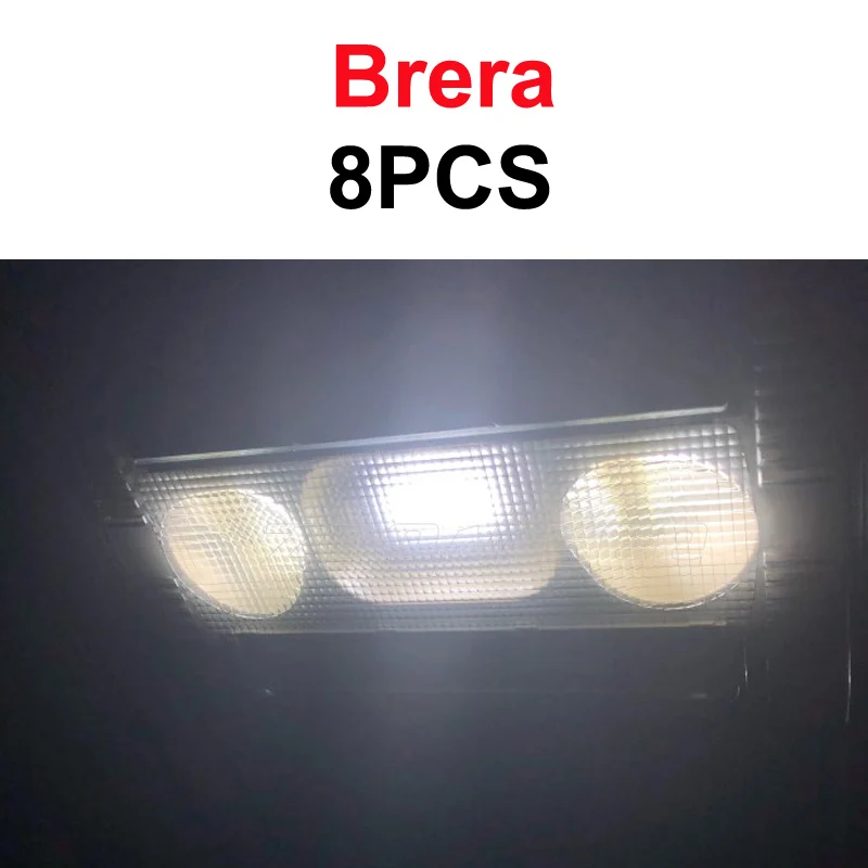 Brera - 8PCS Идеальный Белый светодиодный купольный светильник для салона Alfa Romeo Giulietta Mito автомобиль Brera GT Spider 147 156 159 166 - Испускаемый цвет: Brera - 8PCS