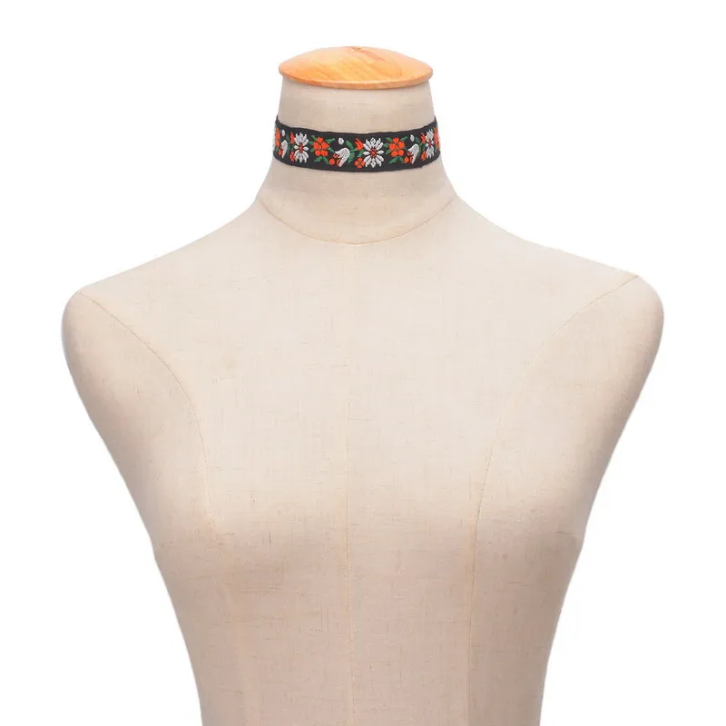 Elessical Этническая Стиль коренастый колье воротник черный Цвет хлопок Пряжа