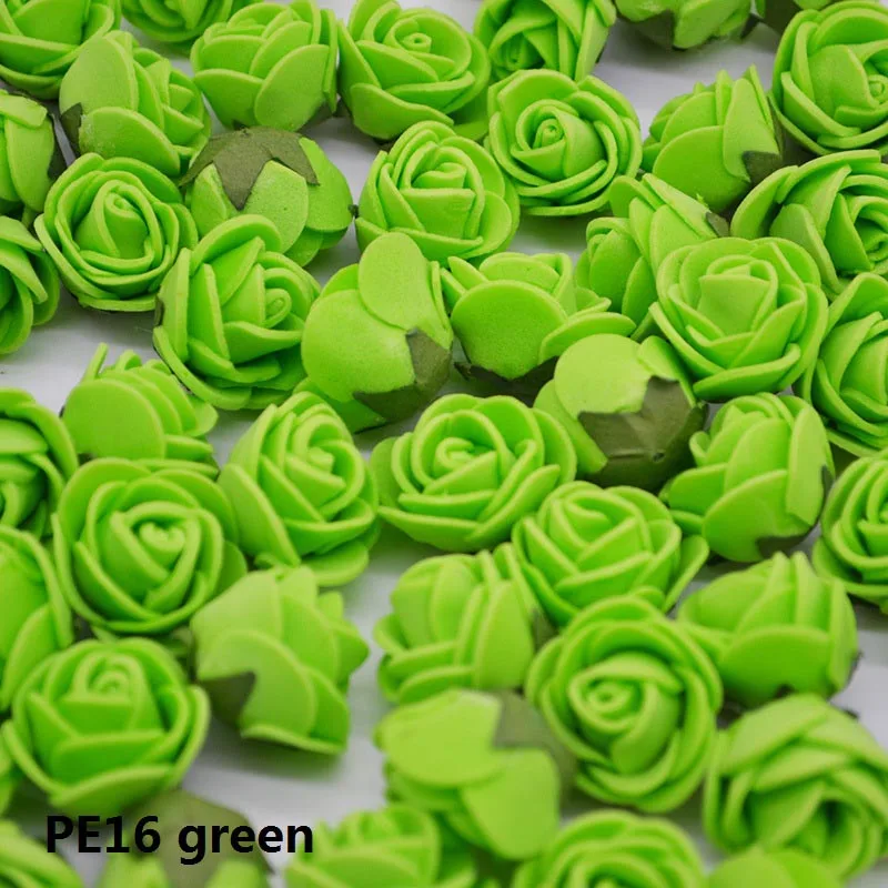 PE16 green 50 шт./лот 2 см пенополиэтилен розы головы Искусственные цветы розы ручной работы DIY свадебное украшение дома праздничные и вечерние поставки - Цвет: PE16 green