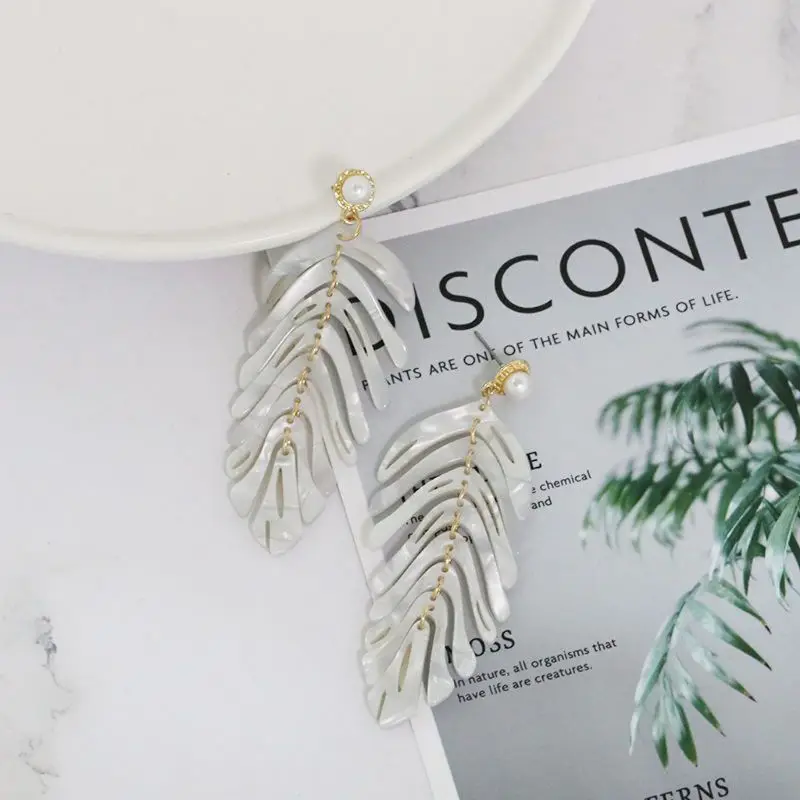 Женские Висячие серьги с акриловыми листьями 1 пара модные свадебные украшения в