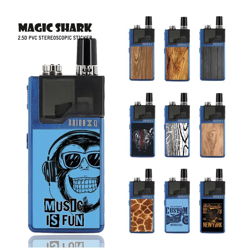 Magic Shark Music is Fun Tiger Wolf Wood Leopard Print Waterproof Skin Cover Case Sticker Film for Lost Vape Orion 011-020 | Мобильные