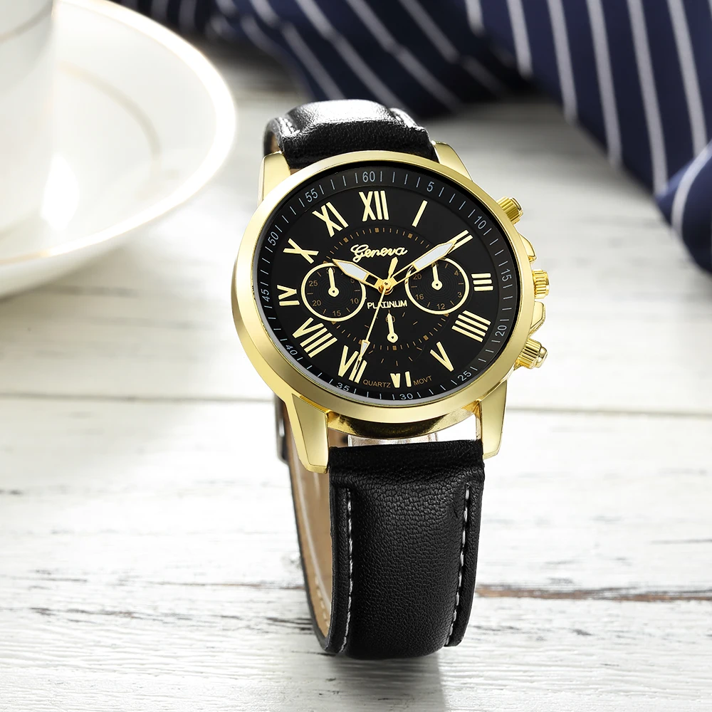 Men Business Watch Fashion Simple Style Cheap but Exquisite Leather Strap Wrist Geneva Movement Male Clock Dropshipping | Наручные часы