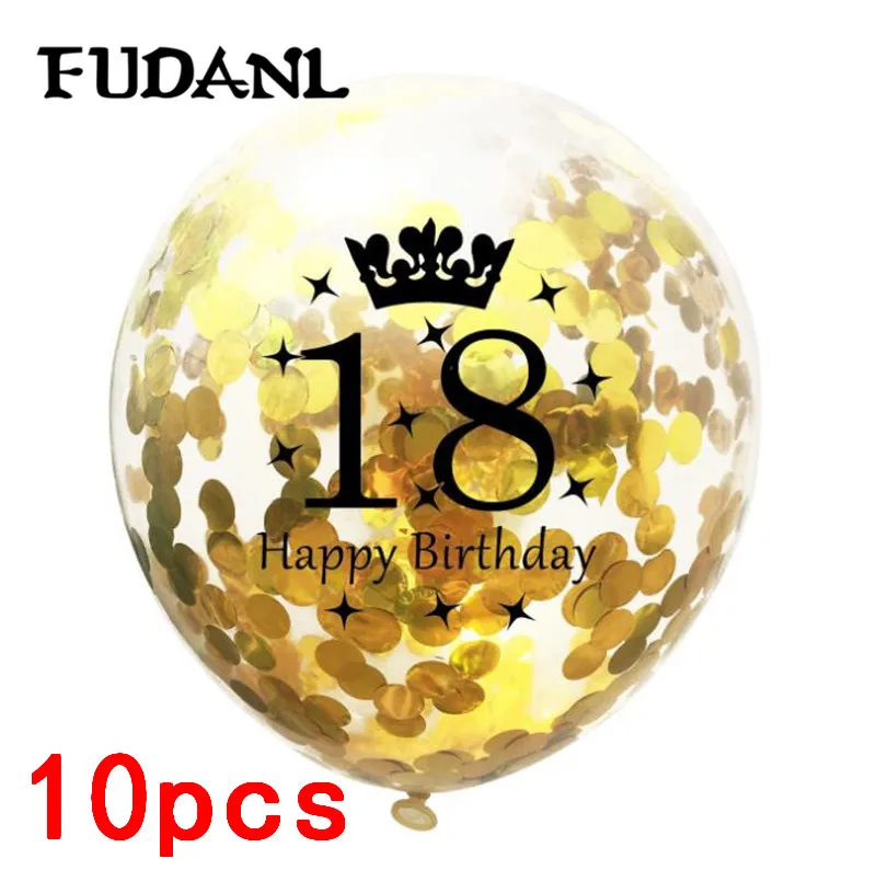 18Th 12 дюймов розовое золото конфетти воздушные шары 18 21 30 40 50 юбилей шарик для дня рождения вечерние украшения для взрослых Свадебный декор - Цвет: 18Th