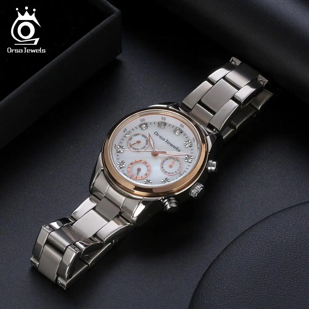 ORSA JEWELS 316L женские часы из нержавеющей стали модные женские кварцевые наручные часы серебряный цвет браслет водонепроницаемые часы OOW11
