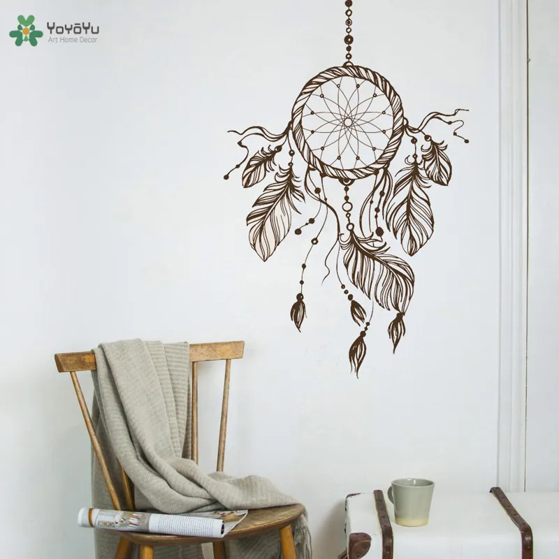 

YOYOYU Wall Decal Dream Catcher Vinyl Wall Stickers Livingroom Decoration Accessories Bohemian Feather Art Home Decor Bohe CT662