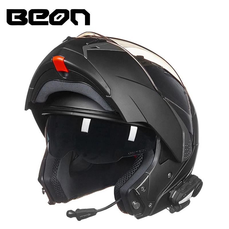 Мотоциклетный шлем BEON откидной с двойными линзами BLUETOOTH для езды на мотоцикле и