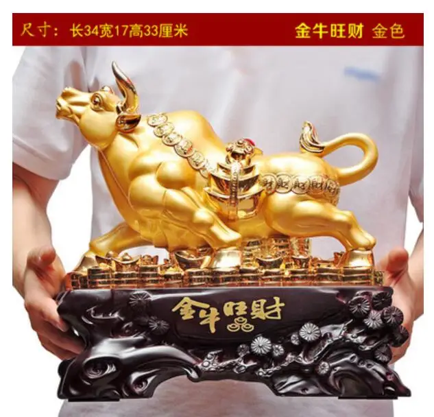 

Golden Bulls Handicraft OX Fengshui Buffalo Home Decoration TV Cabinet Relocation Gifts home statues