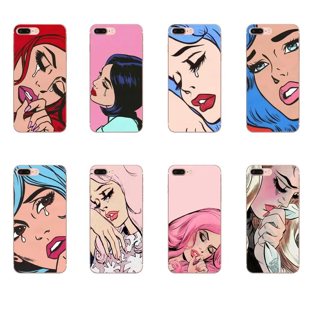 Рисунок ТПУ розовый плач девушка лицо для Apple iPhone X XS Max XR 4 4S 5 5C 5S SE 6 6S 7 8 Plus|Бамперы| |