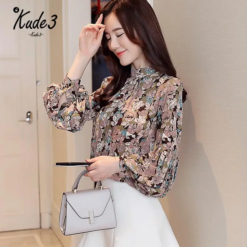 Весенне-осенняя модная шифоновая женская блузка с длинными рукавами Элегантная