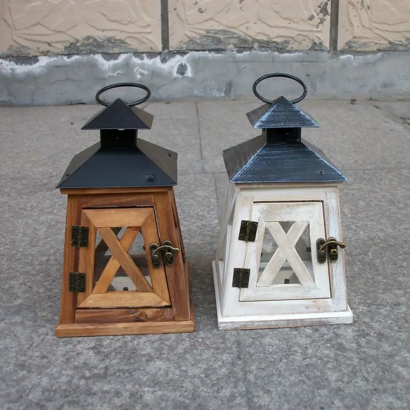 Деревянный подсвечник Hurricane ретро фонарь декоративная свеча винтажный стол|wood