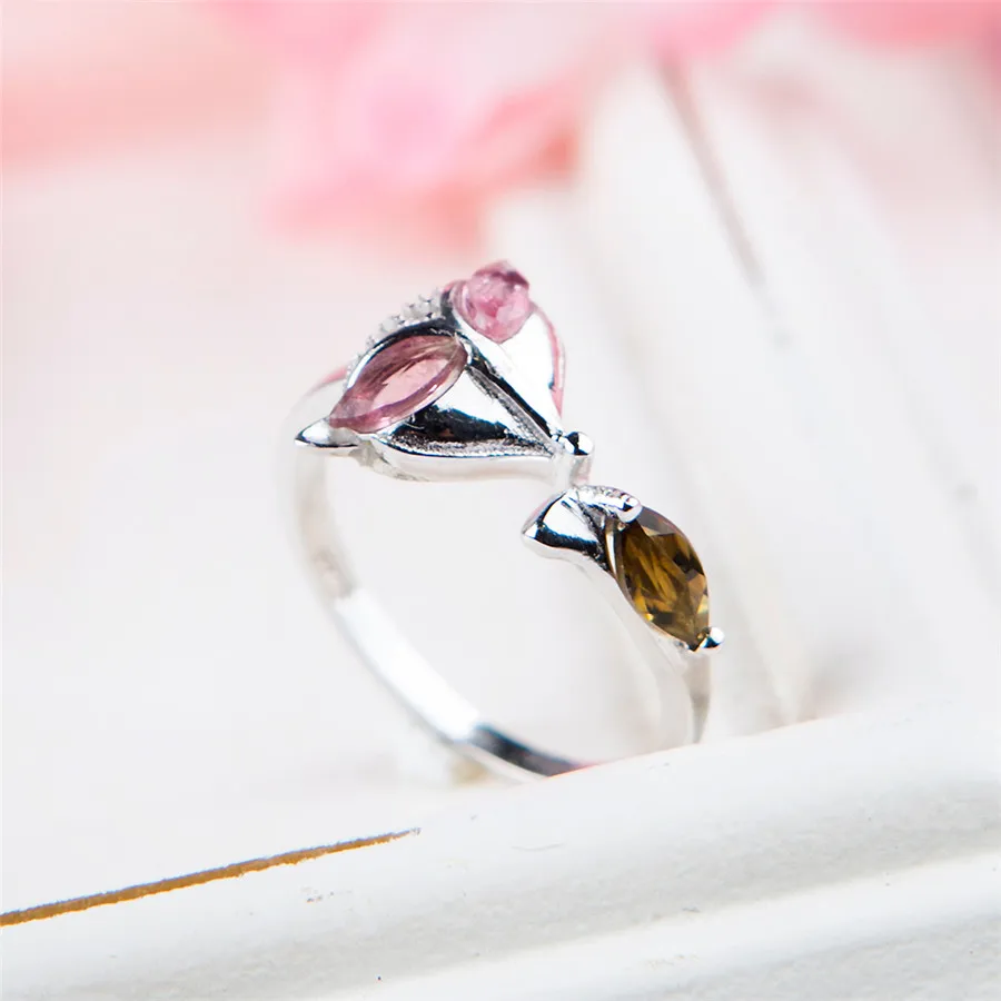 Женское кольцо из серебра 925 пробы с натуральным турмалином