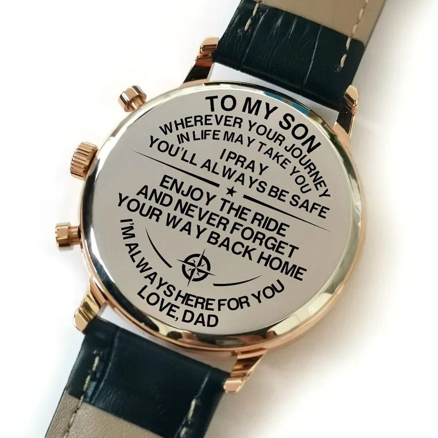 K4549 K4500-9 Dad To My Son,, часы с гравировкой, календарь, 24 часа, аналоговые Мужские часы Dail, военные подарки для семьи - Цвет: K4549