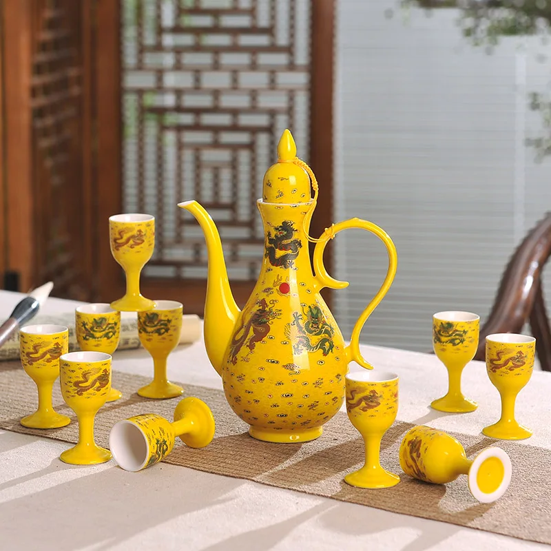 11 шт./лот Jingdezhen винтажный узор керамическая фарфоровая посуда для вина набор