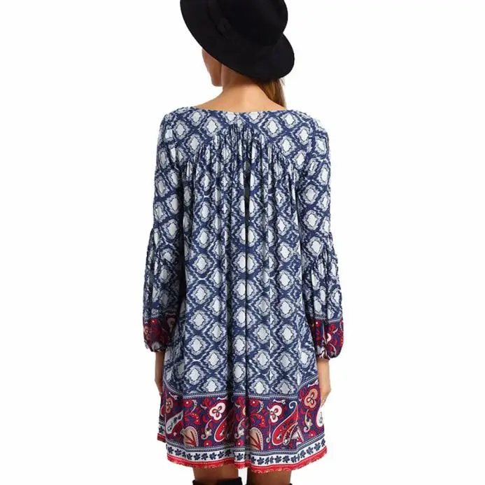 Robe de plage femme ete 2019 женское богемное Платье с принтом в национальном стиле