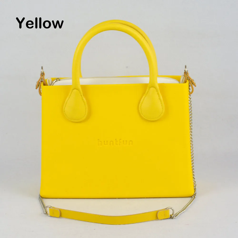 yellow Новинка, стильная силиконовая квадратная сумка из ЭВА huntfun с кожаной ручкой, через плечо, на цепочке, водонепроницаемая женская сумка - Цвет: yellow