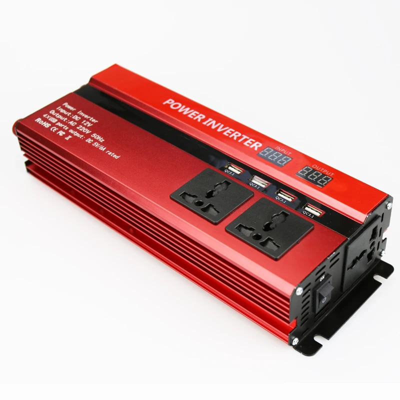 4 USB 2 светодиодный дисплей 2000 Вт инвертор мощности Автомобильный Инвертор
