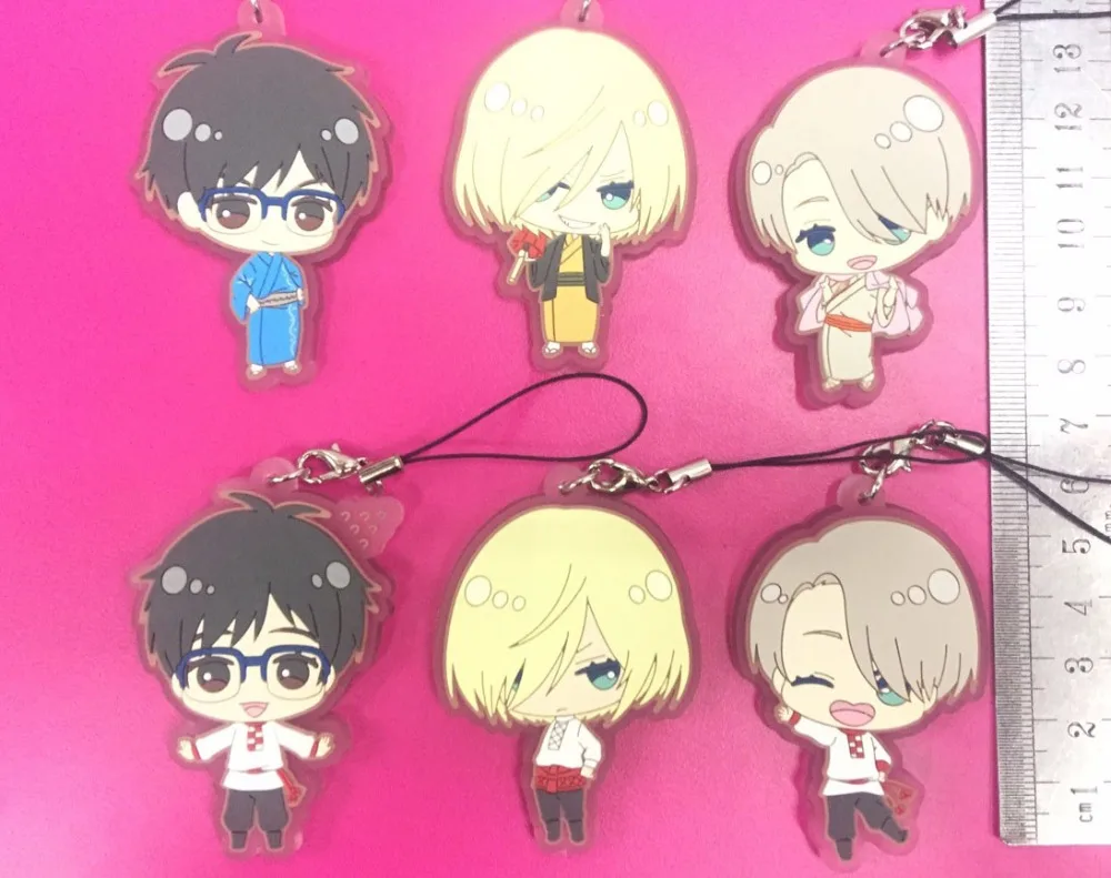 6 шт./компл. на льду аниме брелок Виктор Никифоров Katsuki JJ Отабек Yuuri плисецкий