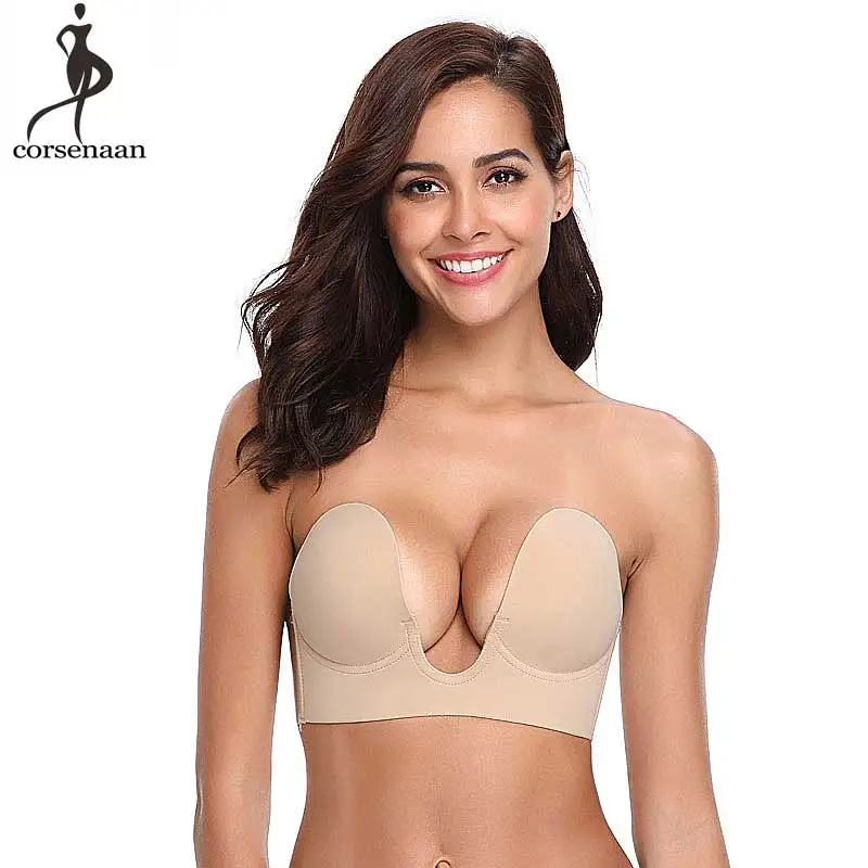 Глубокий V невидимый бюстгальтер женский интимный супер пуш ап сексуальный