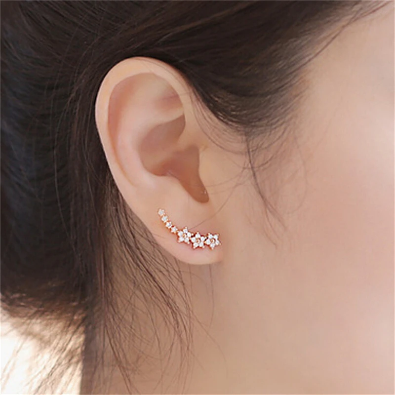 Женские серьги-гвоздики в Корейском стиле с кристаллами из кубического циркония