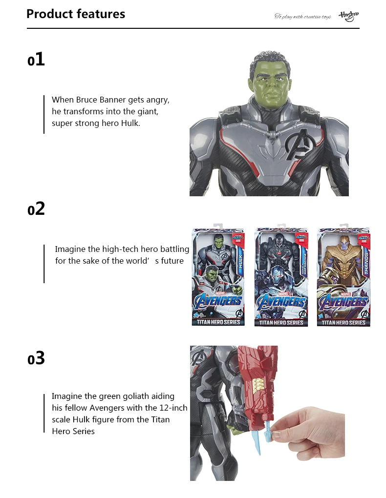 Hasbro Мстители Marvel эндшпиль 12 дюймов Титан герой Халк танос фигурки Marvel игрушки возраст от 4 до