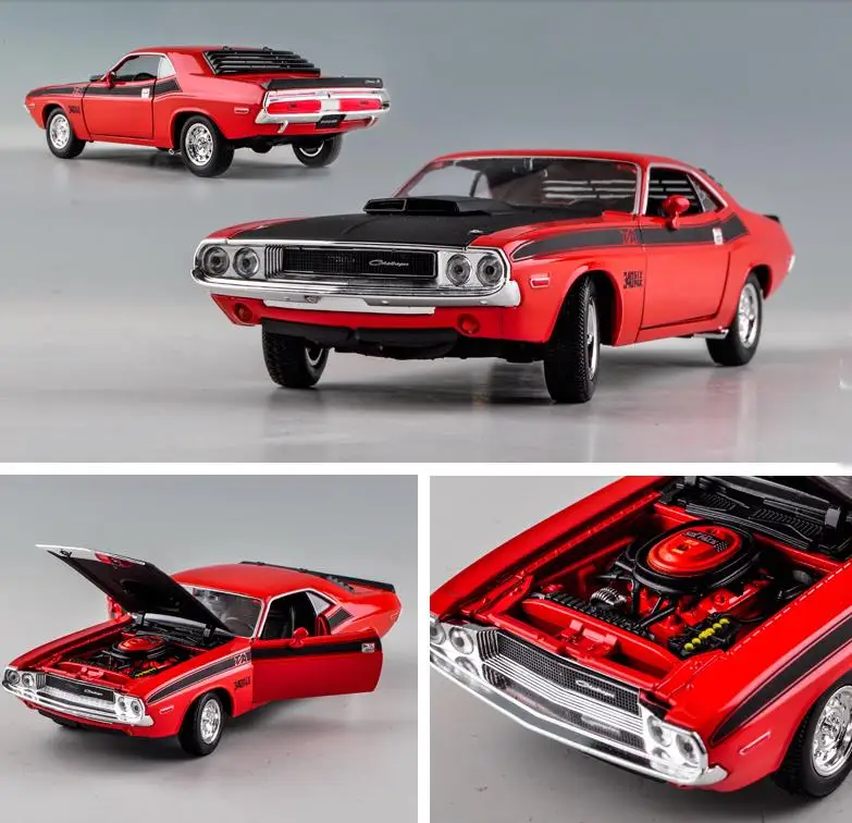 Спортивный автомобиль Dodge Challenger в стиле ретро из сплава 1:24 коллекция литье под