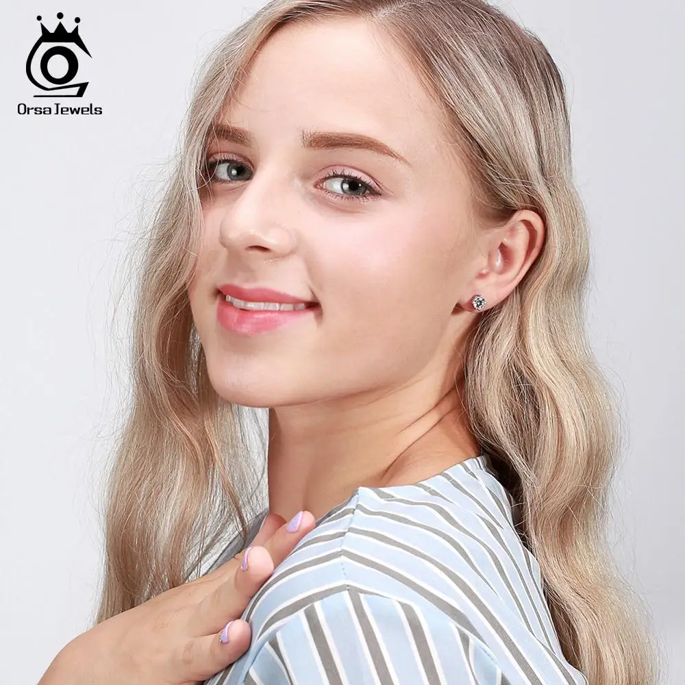 ORSA JEWELS 925 стерлингового серебра камень серьги для женщин AAA кубический циркон В