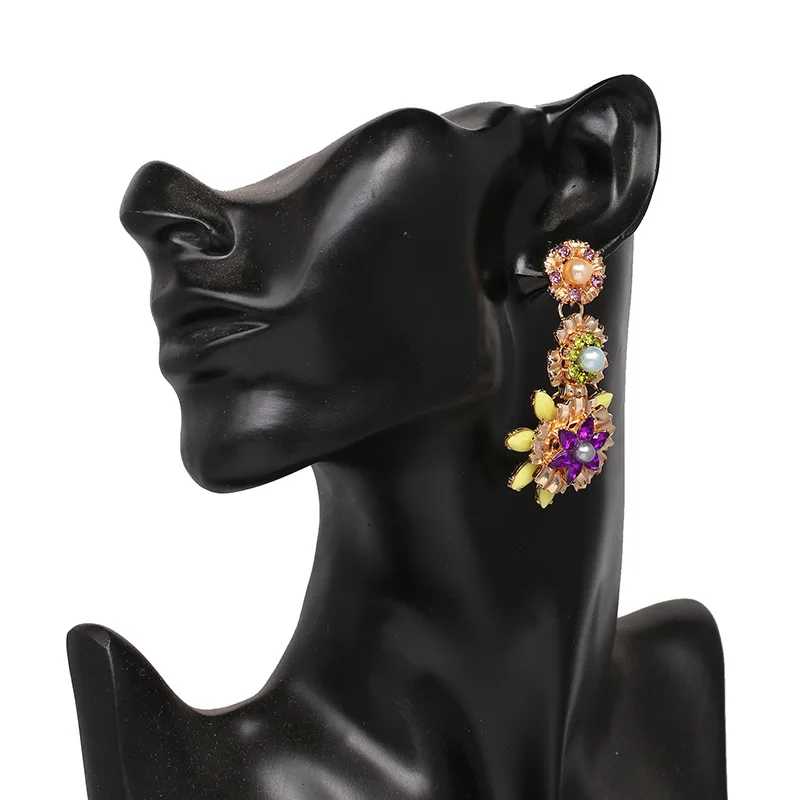 Богемные разноцветные массивные серьги свадебная бижутерия женская роскошные