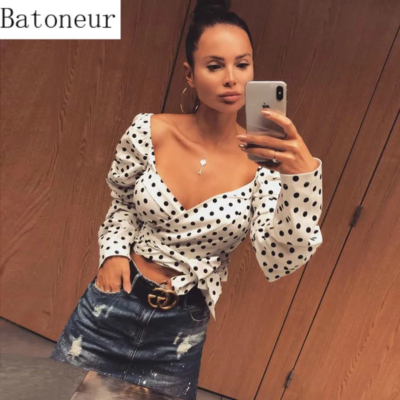 Sexy V-neck Tank Tops Women Fashion Summer Polka Dot Crop Top Female Short Hot Tie Casual White Camis | Женская одежда