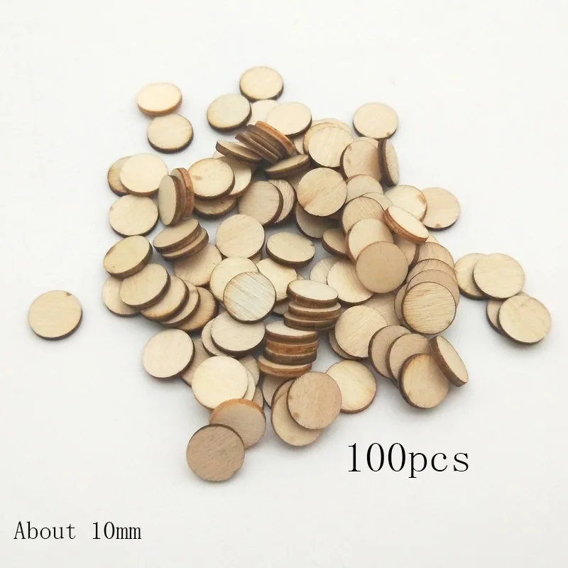 10mm 100pcs WISHMETYOU 10-40 мм круглый деревянный брелок Diy украшение для скрапбукинга товары для дома ремесла натуральная круглая деревянная плашка изготовление карт - Цвет: 10mm 100pcs