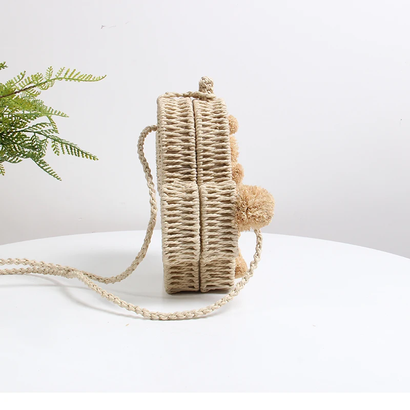 Летняя Пляжная Сумка женская кактус соломенная сумка богемная мини Pom для