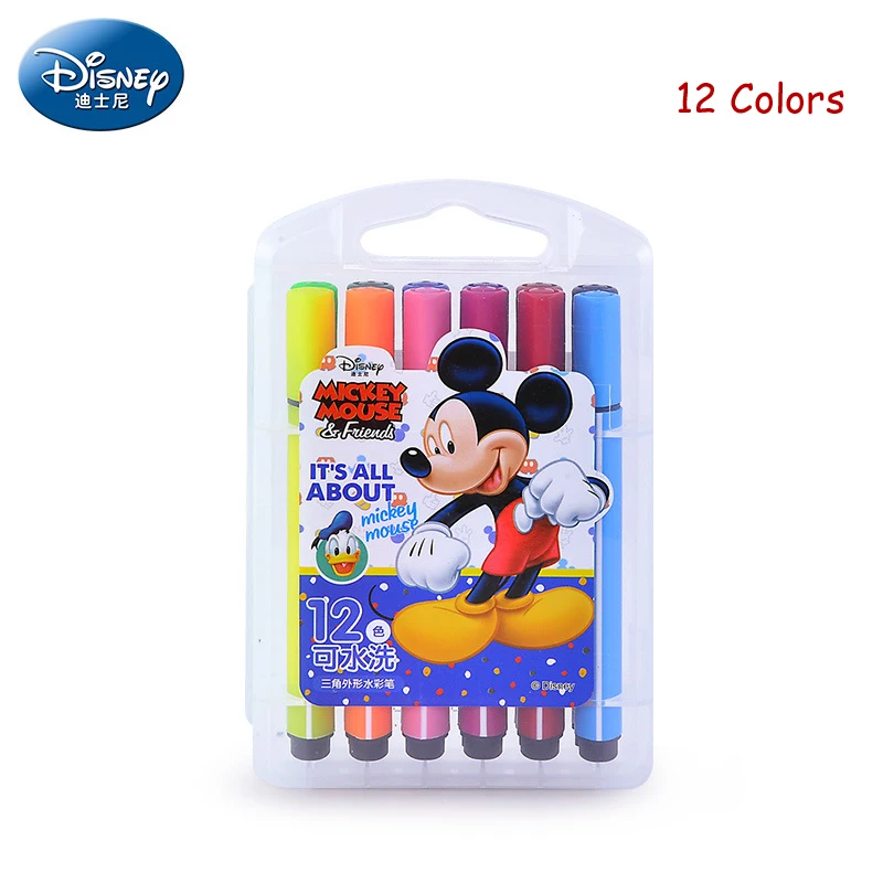 12 Colors mickey Оригинальные маркеры Диснея, ручки-щетки для рисования, маркерная ручка, мультяшная замороженная Анна, Эльза, Микки Маус, художественные принадлежности, подарок - Цвет: 12 Colors mickey