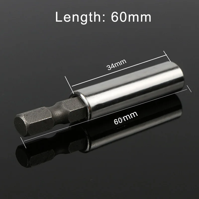 60mm 1 шт. 60 мм магнитный держатель для отвертки 1/4 дюймов шестигранный держатель для бит удлинитель для отвертки быстрая замена гнезда для ручного инструмента - Цвет: 60mm