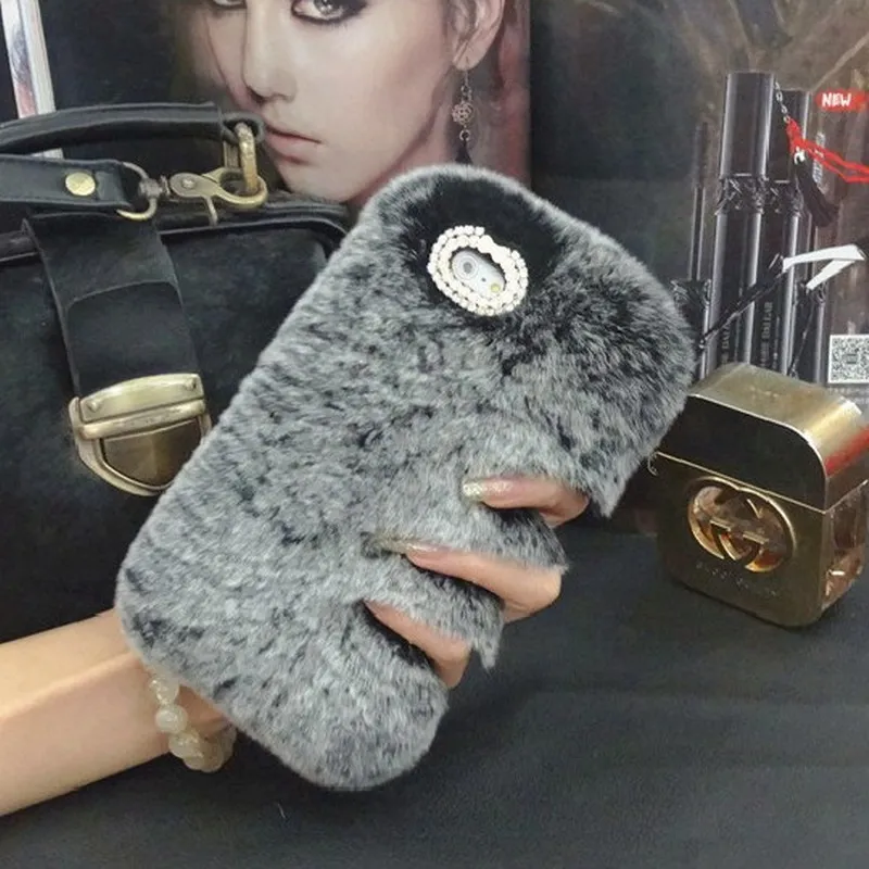 Case For Samsung Galaxy A3 A5 A7 2017 Luxury Rabbit Hair Coque Cover Fur Rhinestone Bling Funda Carcasas Capa Lady Winter Skin |