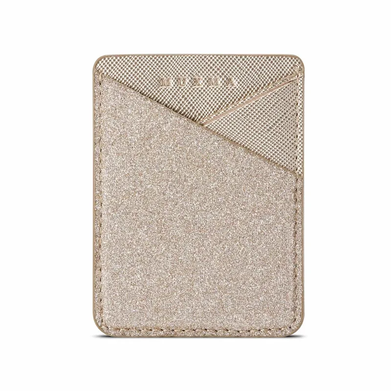 Fashion Glitter Bling Mobile Phone Back Cards Holder Wallet Credit ID Card Pocket Adhesive Phone Stickers Gold /Rose Gold /Black