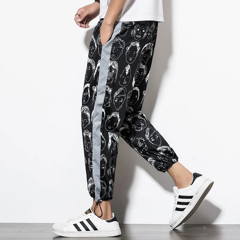 Funny Print Loose Casual Pants Men's Beam Foot Harem Comics Printed Joggers Men Hip Hop Streetwear Trousers | Мужская одежда