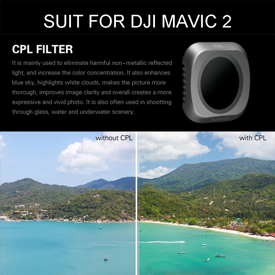 Для Mavic 2 Pro фильтр для дрона ND 4 8 16 32 CPL UV многослойная пленка с покрытием фильтры