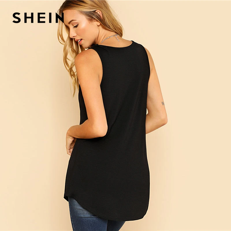 SHEIN Модный Топ С V-образным Вырезом Асимметричный Топ С V-образным Вырезом Женский Повседневный Летний Топ