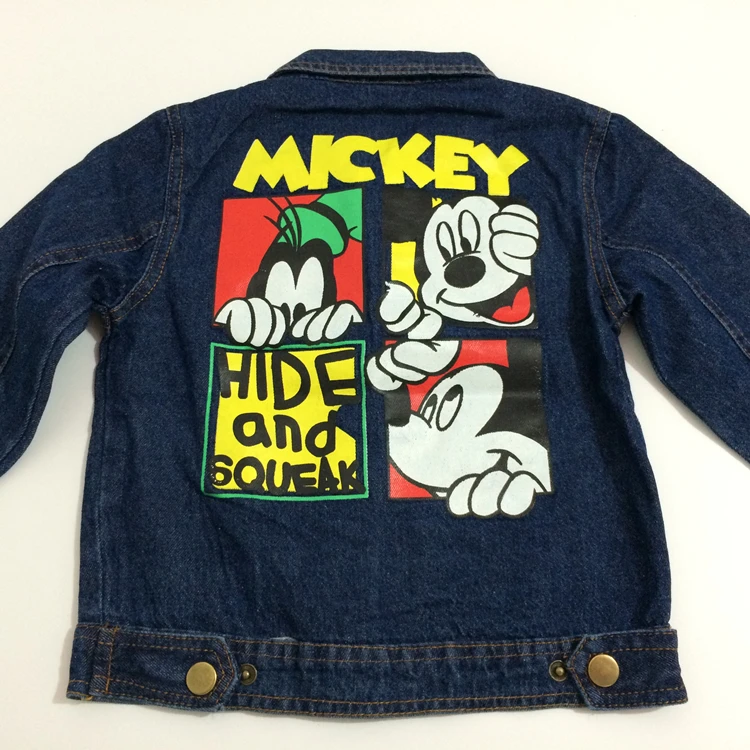 Boys Girls Cartoon Pattern Cowboy Jackets Denim Clothes Long-sleeve Coat and Kids Children's clothes | Детская одежда и обувь