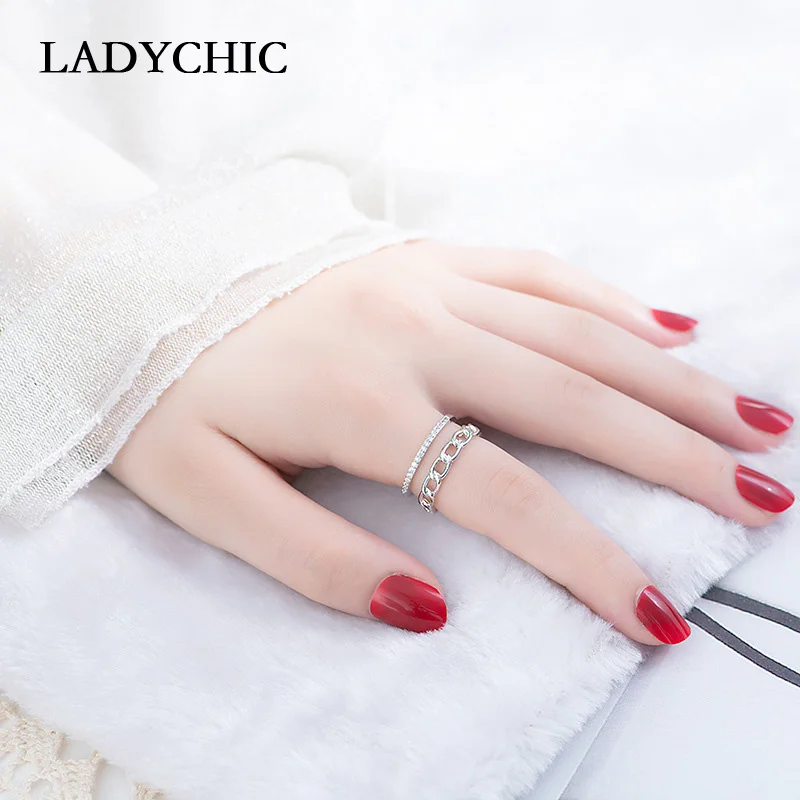 Женское Открытое кольцо LADYCHIC регулируемое из розового золота серебряного цвета