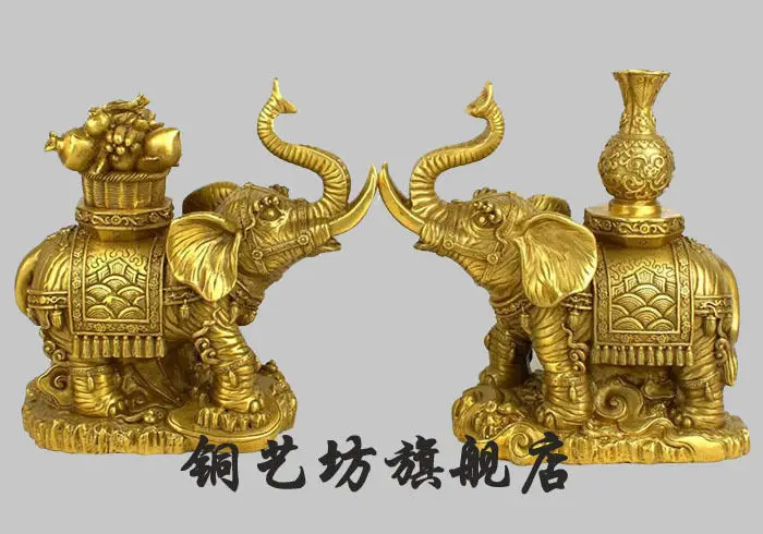8 ''китайская Бронзовая фэн-шуй счастливая ваза со слонами статуя корнуопии
