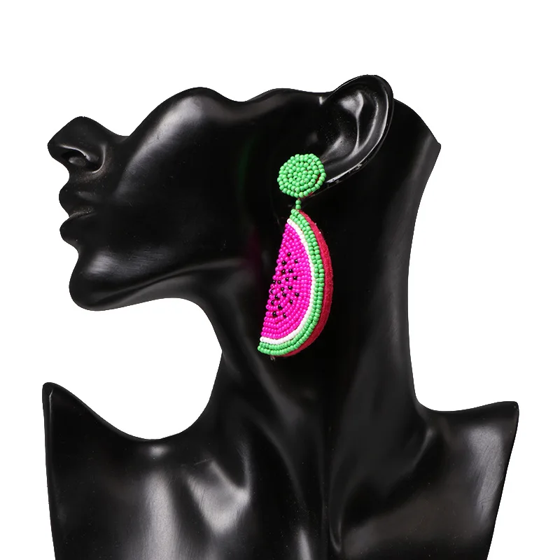 ELOHYI New Arrivals Resin Beads Fruit Watermelon Big Earrings For Women Handmade Drop Fashion Party Club Jewelry | Украшения и